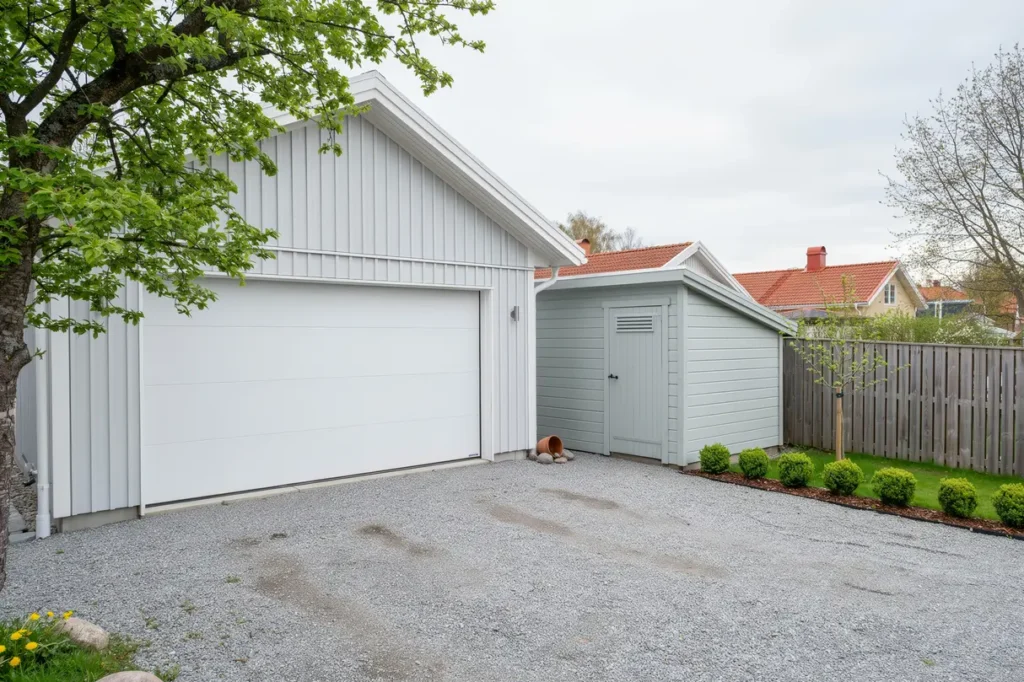fasadm lning av garage och f rr d i steninge m rsta